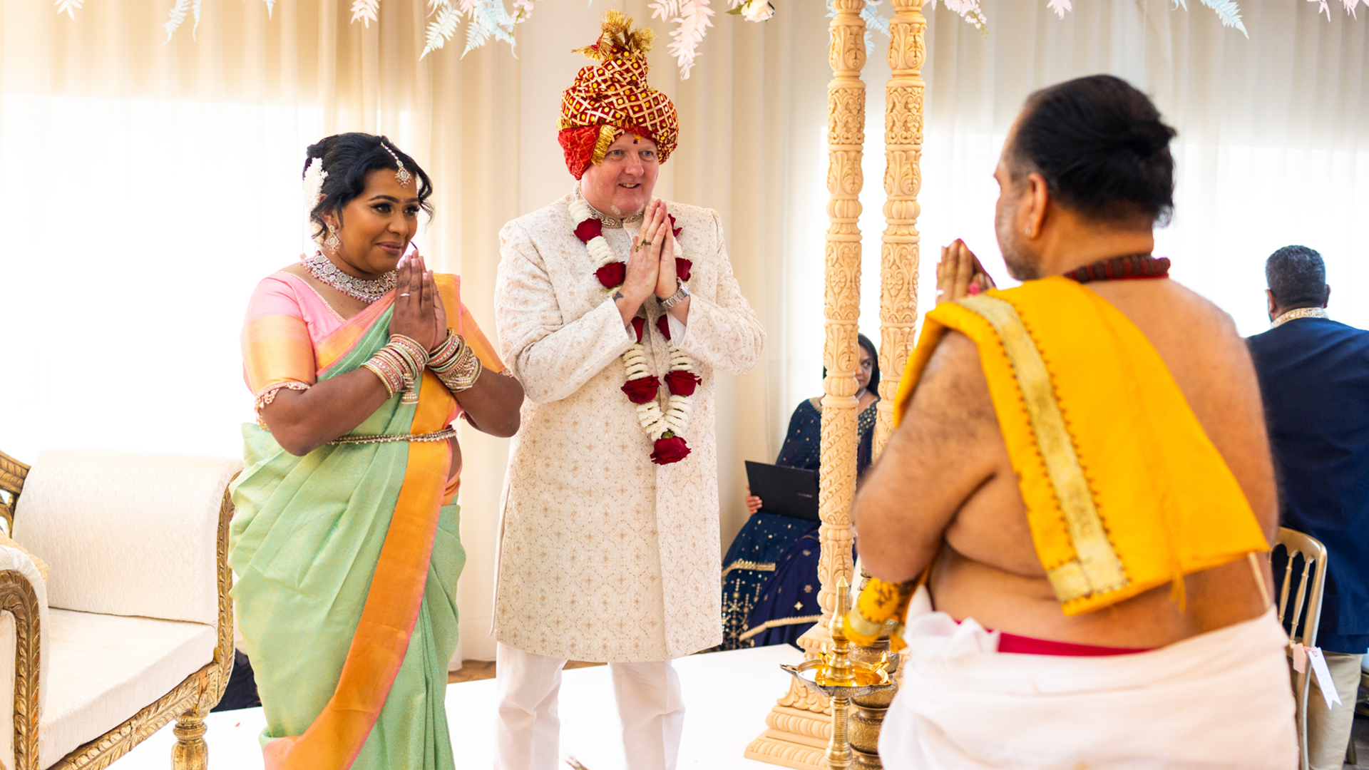 Fusion wedding at Prested Hall blending cultural traditions with elegant décor